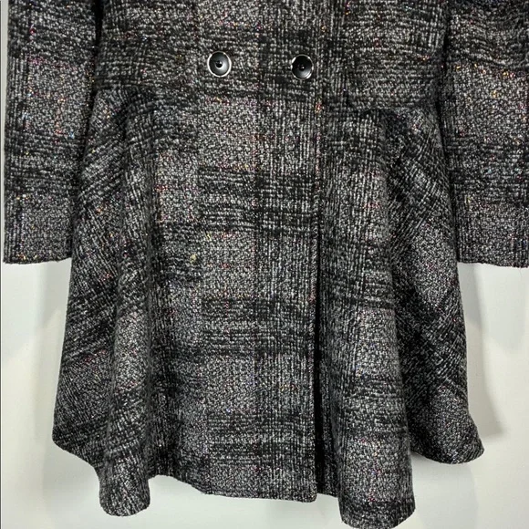 Rothschild Princess Charcoal Plaid Double-Breasted Pea Coat - Picture 7 of 14